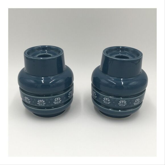 Vintage Gailstyn Sutton Towle Taper Candle Holders Ceramic Blue White 4.5" Japan - Picture 1 of 12
